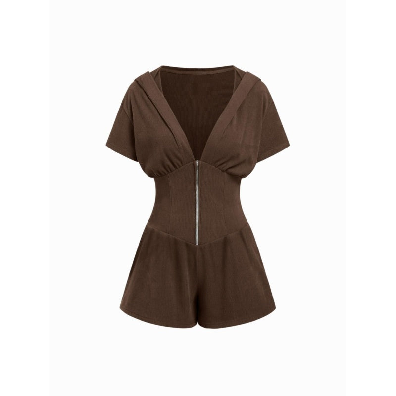 Zip Hooded Corset Romper