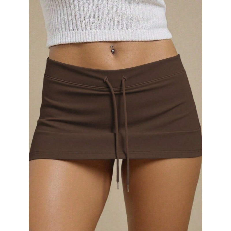 Low Rise Drawstring A Line Skort