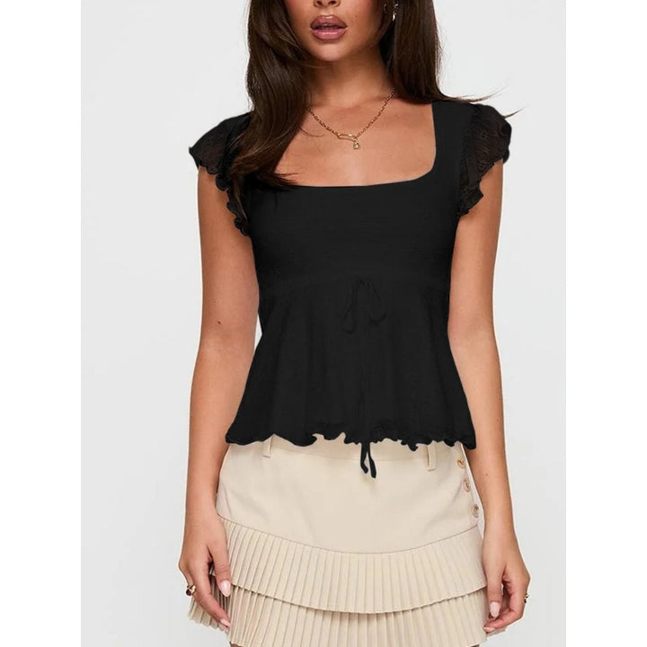 Lace Tie Ruffle Top