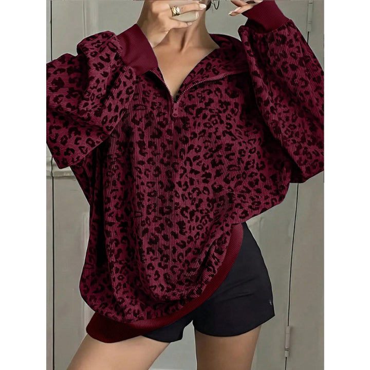 Leopard Half Zip Pullover