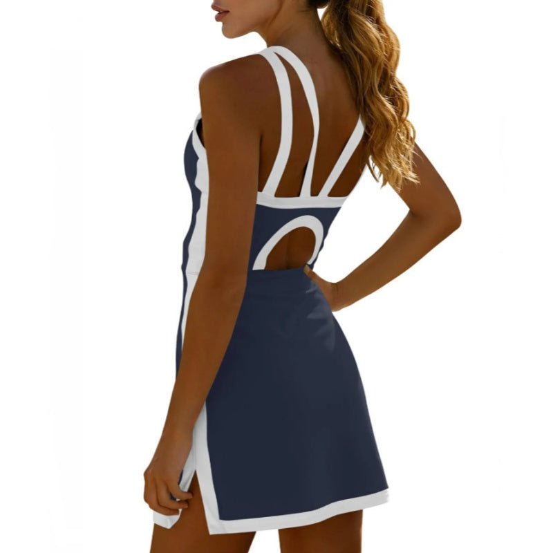 Color Block Backless Yoga Dress