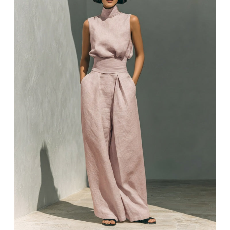 Linen Wide Leg Pants Set