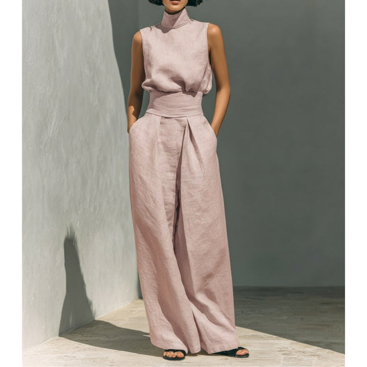 Linen Wide Leg Pants Set