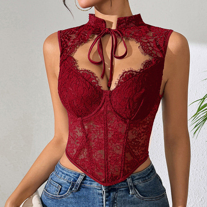 Lace Underwire Bow Corset Top