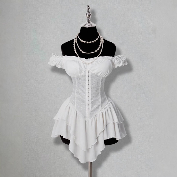 Off Shoulder Ruffle Chiffon Mini Dress