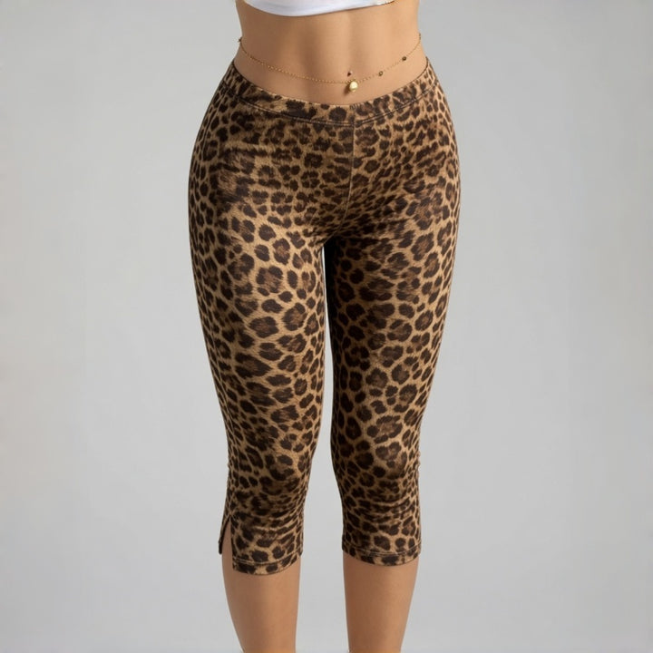 High Waist Split Hem Capri Leggings