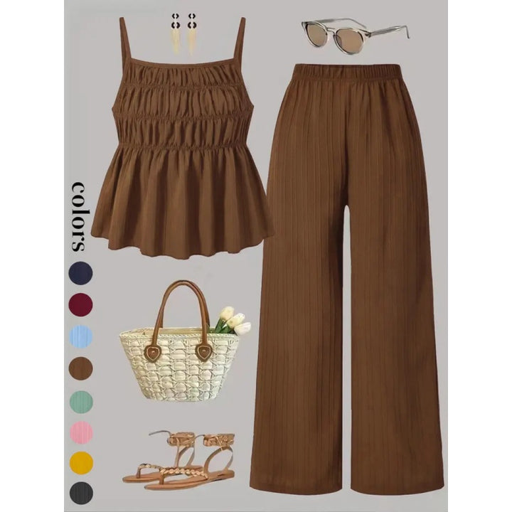 Textured Wide Leg Lounge Set