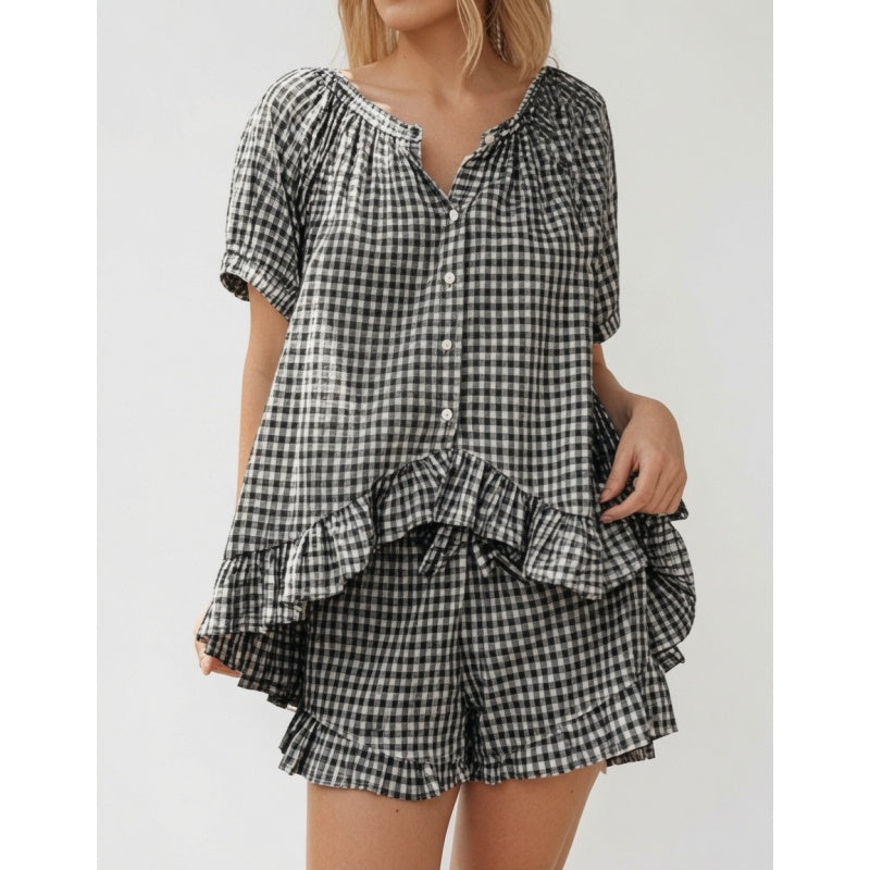 Gingham Lounge Shorts Set