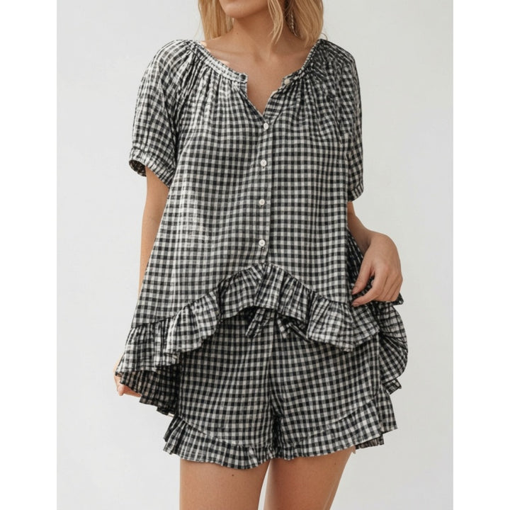 Gingham Lounge Shorts Set
