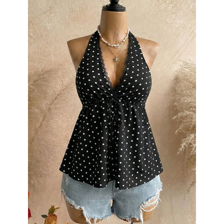 Leopard Lace Trim Halter Top