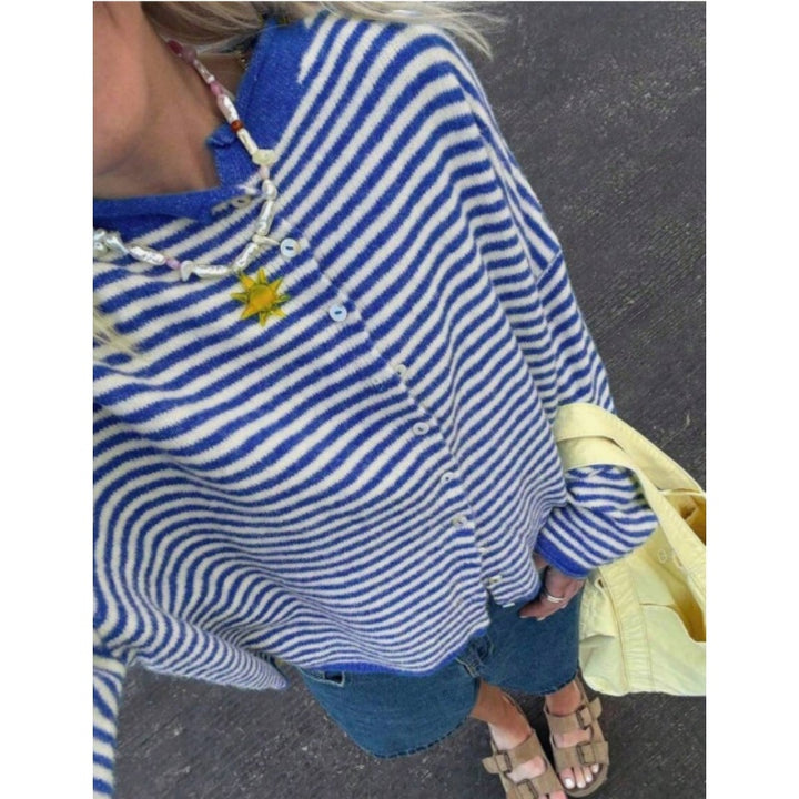 Striped Knit Cardigan Sweater