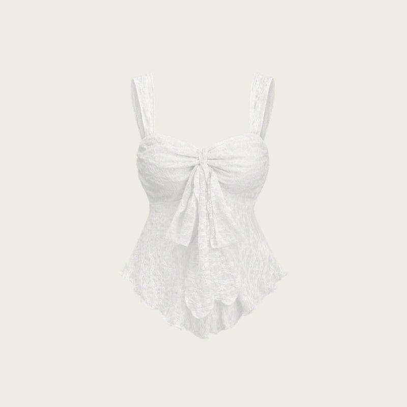 Lace Bow Jacquard Cami Top