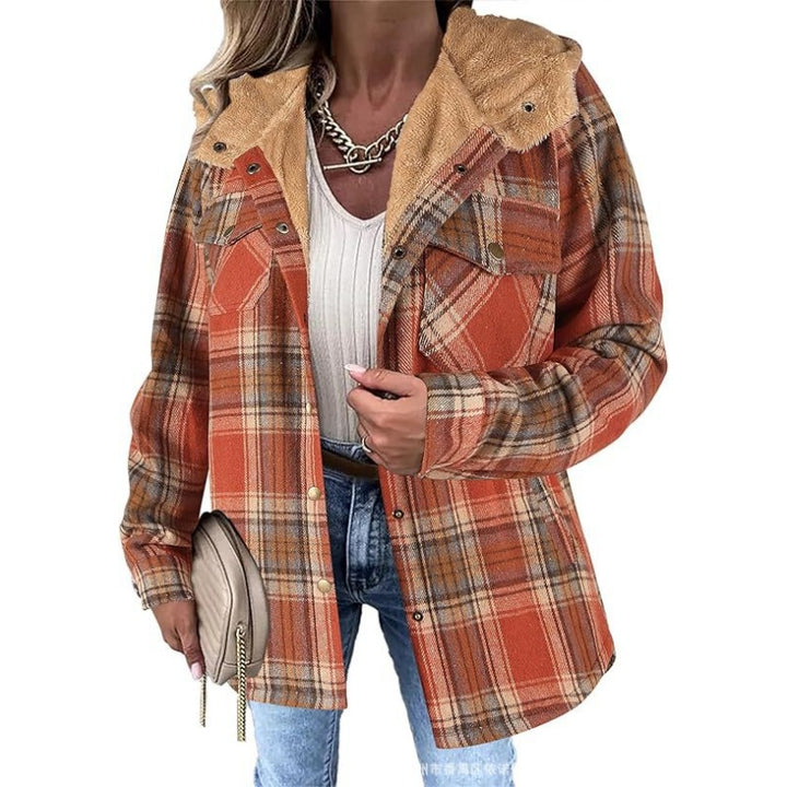 Plaid Faux Fur Collar Shacket