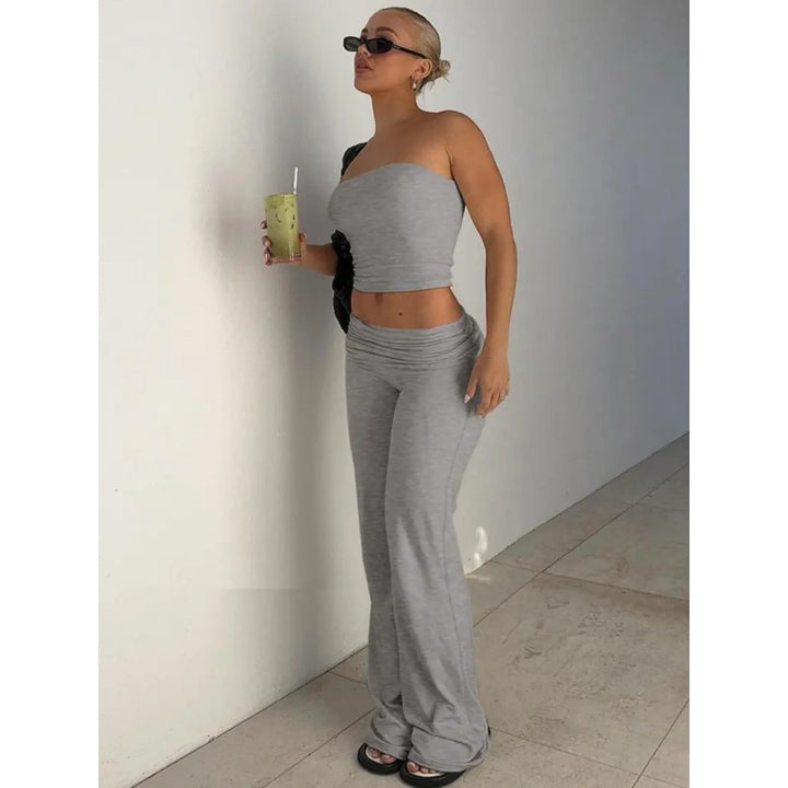 Strapless Flare Pants Two Piece Set