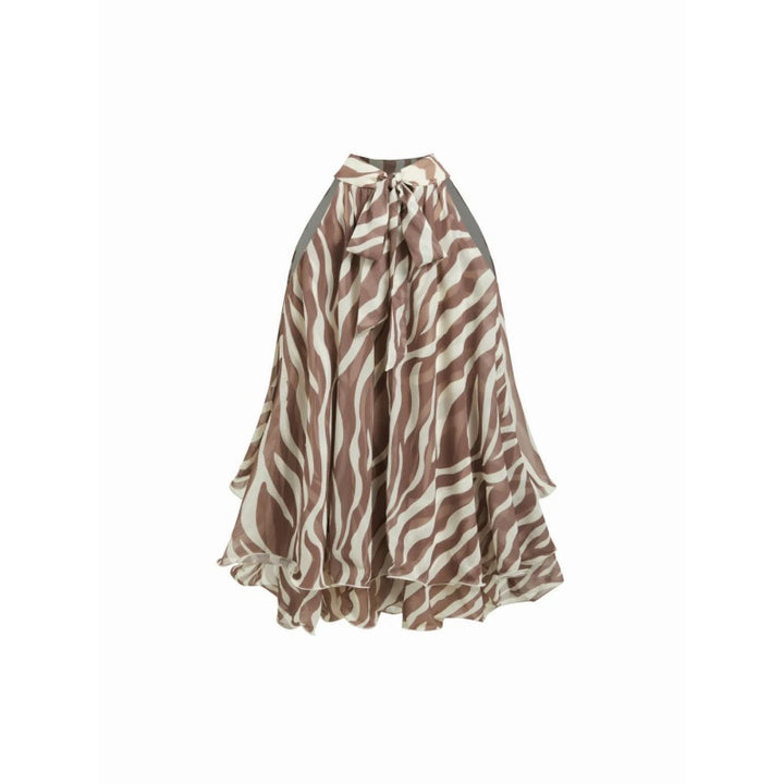 French Halter Flowy Chiffon Blouse
