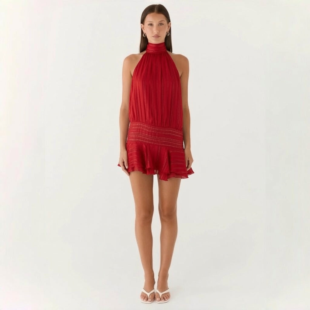 Sexy Halter Backless Tie Dress