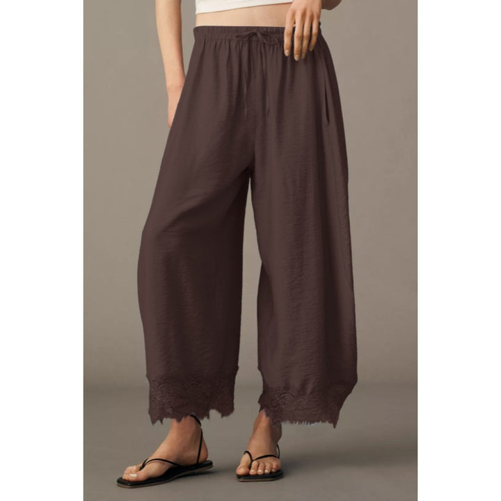 Lace Hem Wide Leg Pants