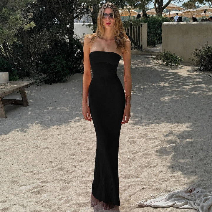 Strapless Backless Maxi Dress