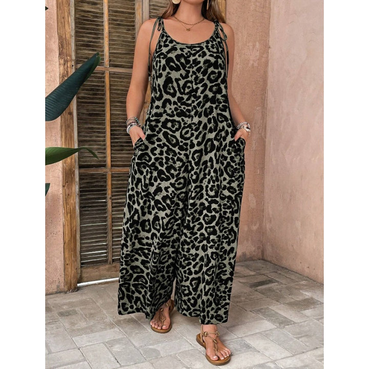 Leopard Print Wide Leg Jumpsuit