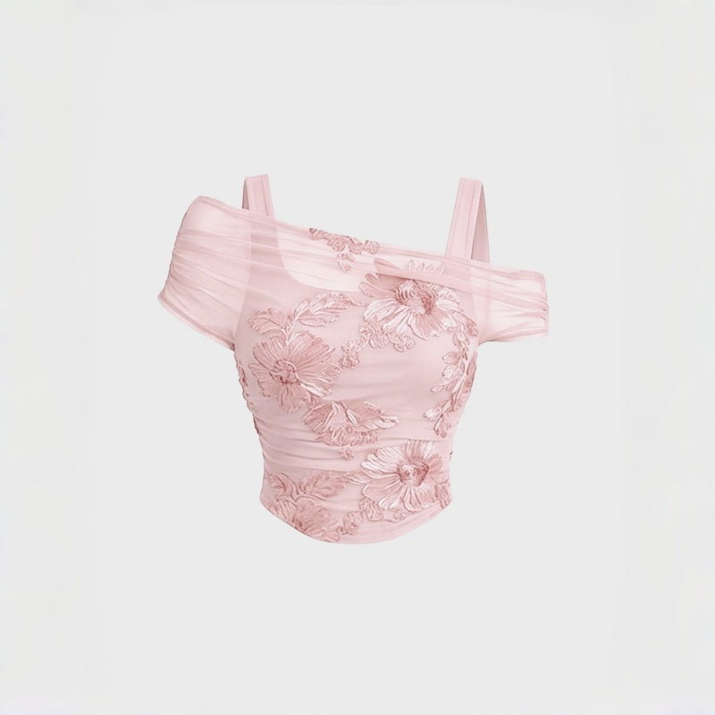Floral Sheer Off Shoulder Top