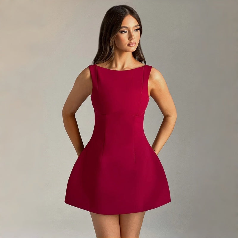 Backless A Line Mini Dress