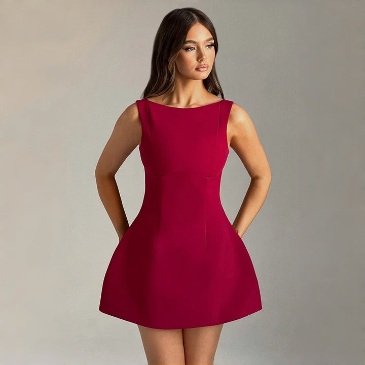 Backless A Line Mini Dress