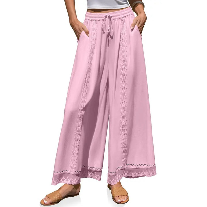 Lace Trim Wide Leg Pants