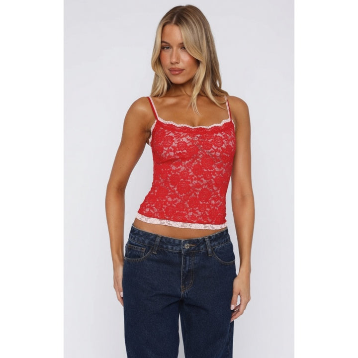 Two Tone Lace Cami Tank Top