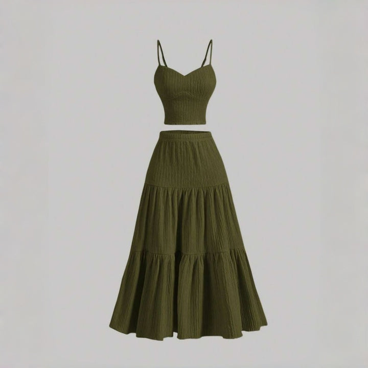 Solid Slim Cami A Line Skirt Set