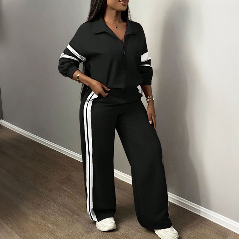 Striped Loose Casual Track Suit Set
