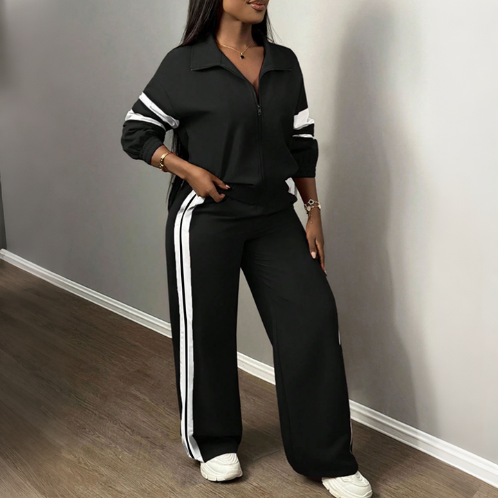 Striped Loose Casual Track Suit Set