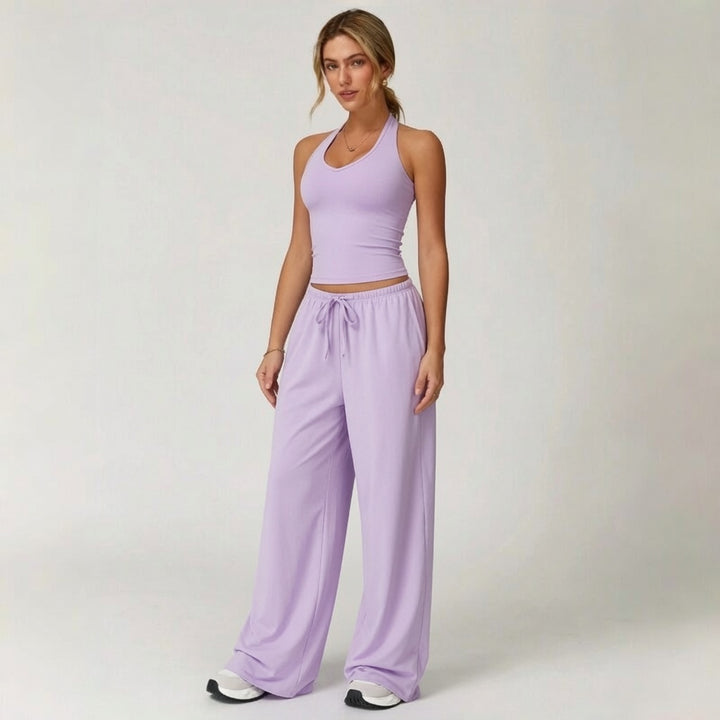 Strappy Back Wide Leg Athleisure Set