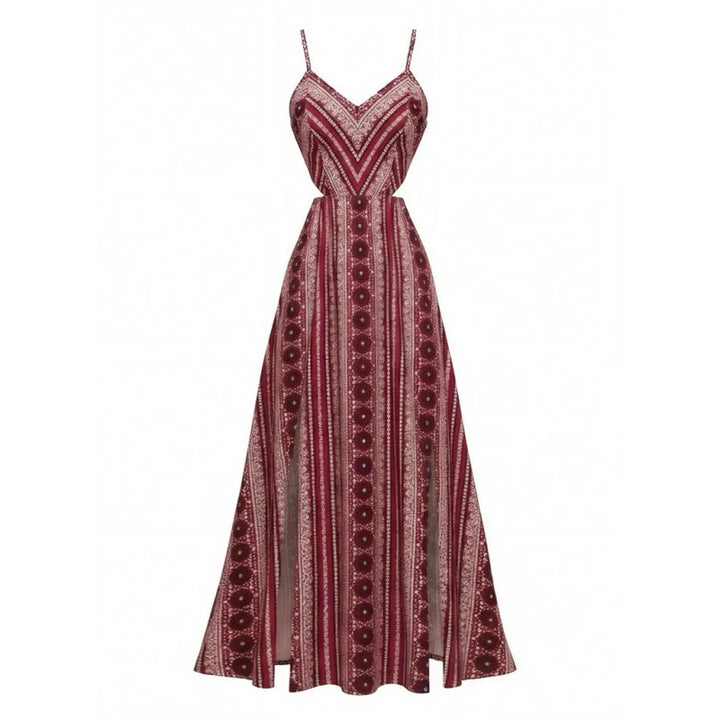 Boho Smocked High Slit Maxi Dress