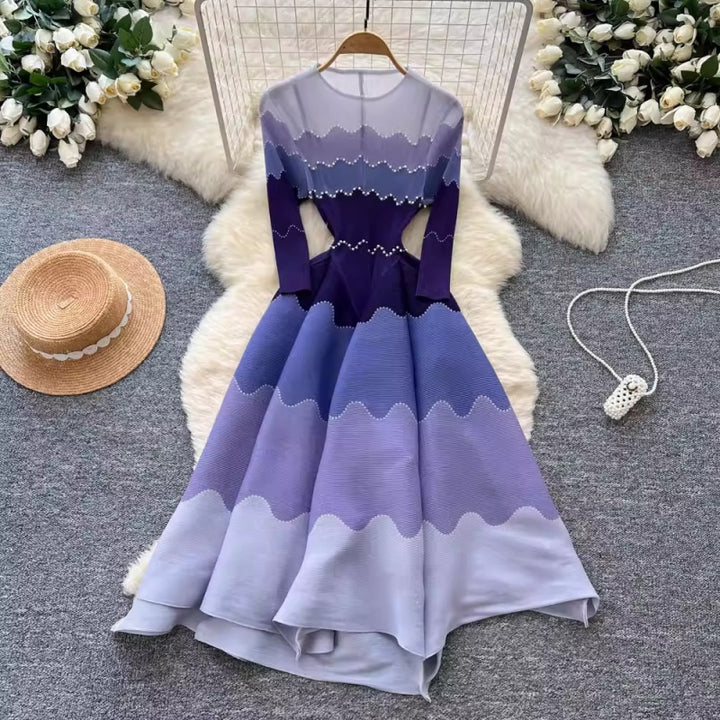 Pleated Ombre Bounce Midi Dress