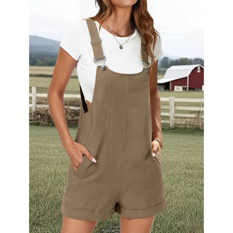 Linen Romper Shorts Women