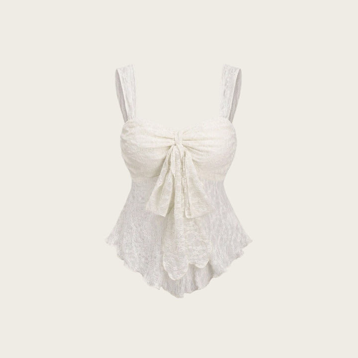 Lace Bow Jacquard Cami Top