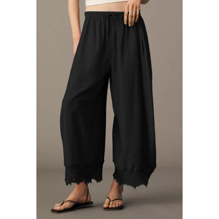 Lace Hem Wide Leg Pants