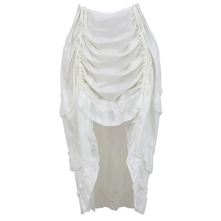 Ruched Ruffle High Low Midi Skirt