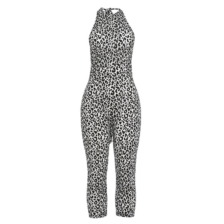 Leopard Print Backless Bodycon Jumpsuit