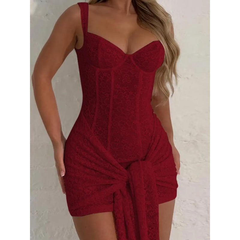 Lace V Neck Corset Bodycon Dress