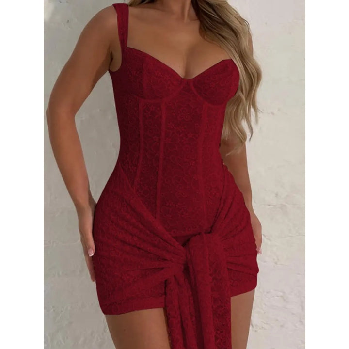 Lace V Neck Corset Bodycon Dress