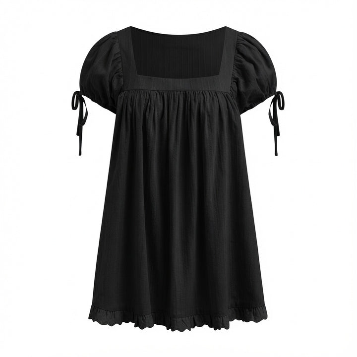 Square Neck Ruffle Tie Babydoll Top