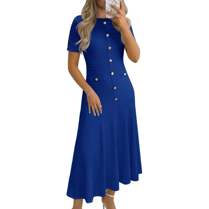 Button Detail A Line Midi Dress