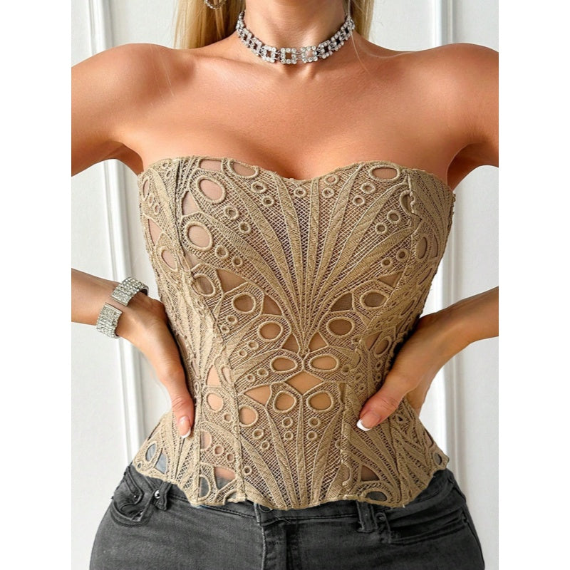 Boned Floral Lace Corset Top