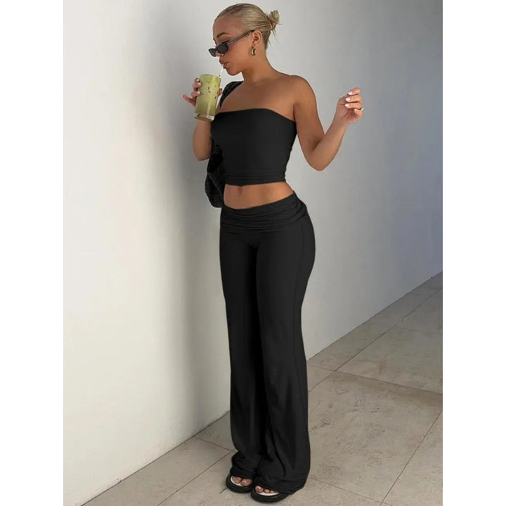 Strapless Flare Pants Two Piece Set