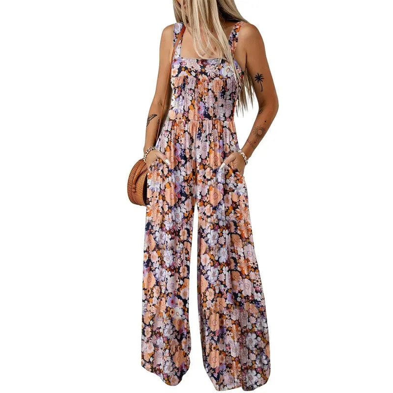 Floral Pocket Wide Leg Jumpsuit