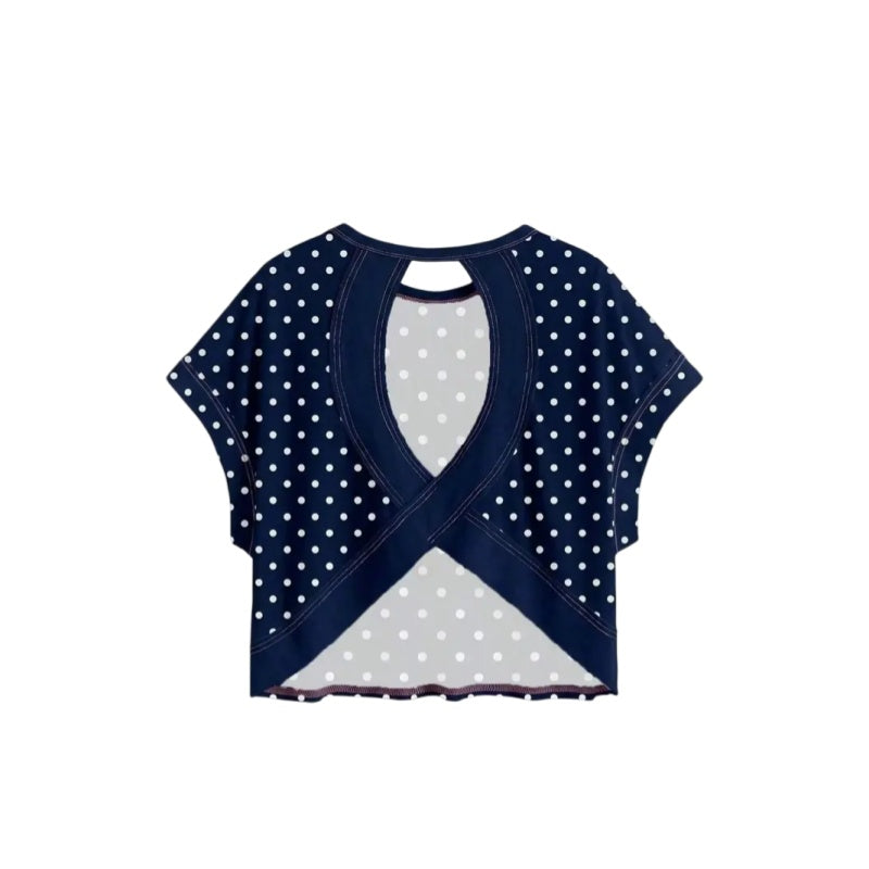 Polka Dot Open Back Crop Tee