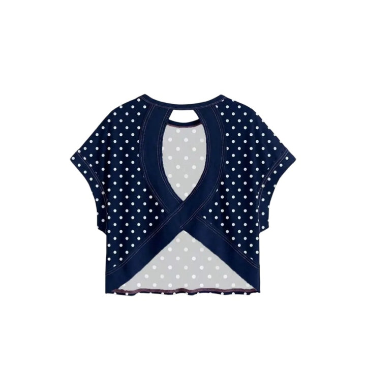 Polka Dot Open Back Crop Tee