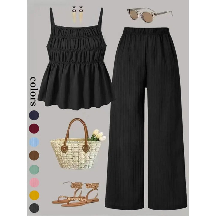 Textured Wide Leg Lounge Set