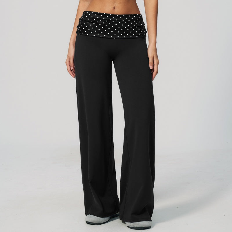 Retro Foldover Wide Leg Yoga Pants